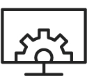 a monitor with top half of the gear showing on the monitor