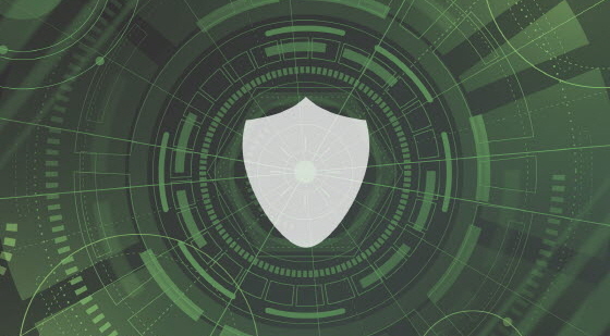 green background with circular patterns with a white shield in the middle