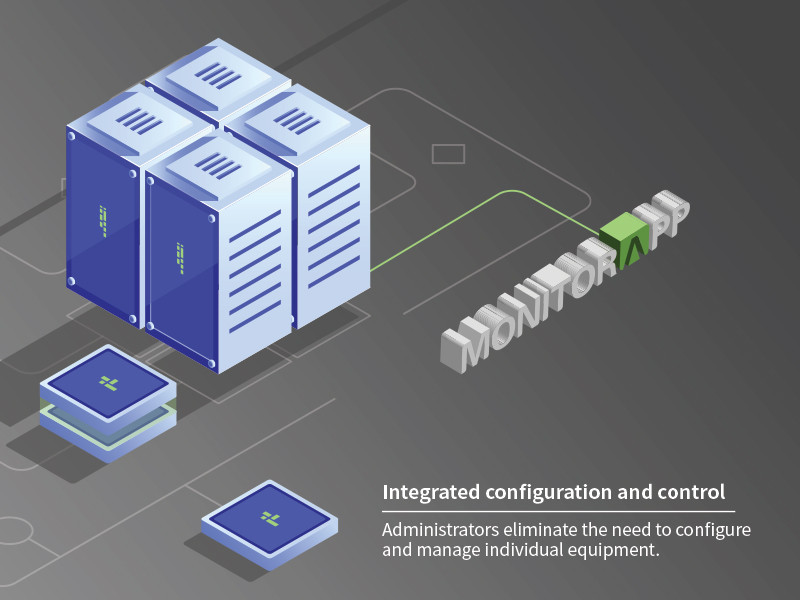 picture of servers connect to monitorapp's logo and servers